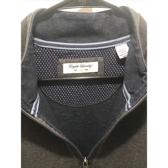 Men’s English Laundry 1/4 Zip Fleece Waffle Knit Pullover Sweater Size XL Gray - Picture 4 of 8